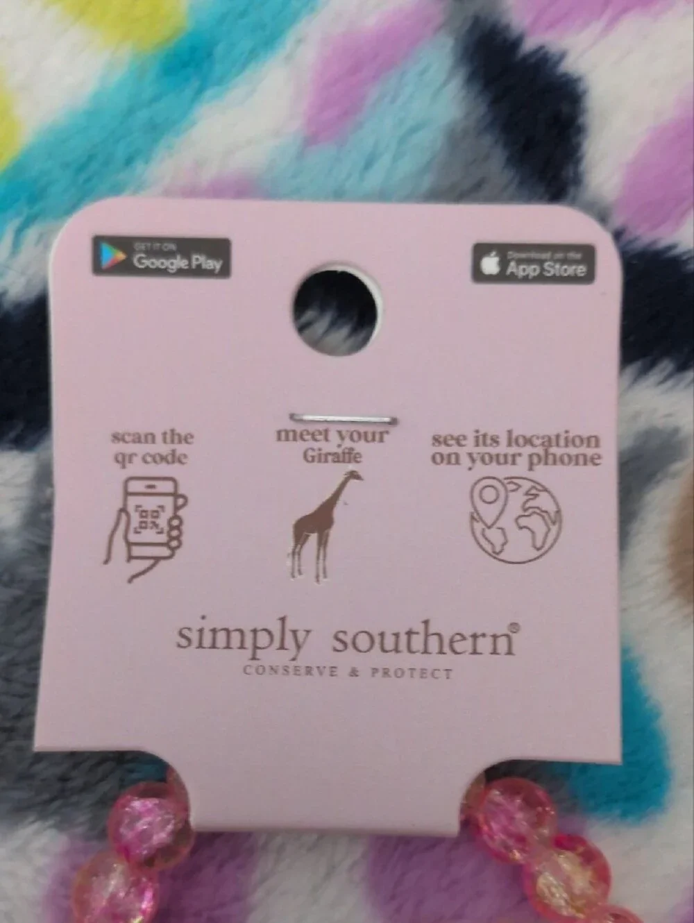 Simply Southern Giraffe Tracking Pink Bracelet